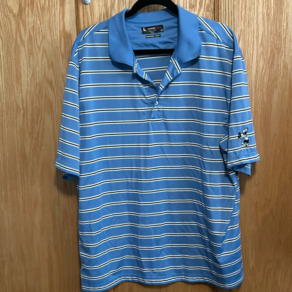 Links Tech Men’s 100% Polyester Mickey Mouse Golf Shirt. Size XL